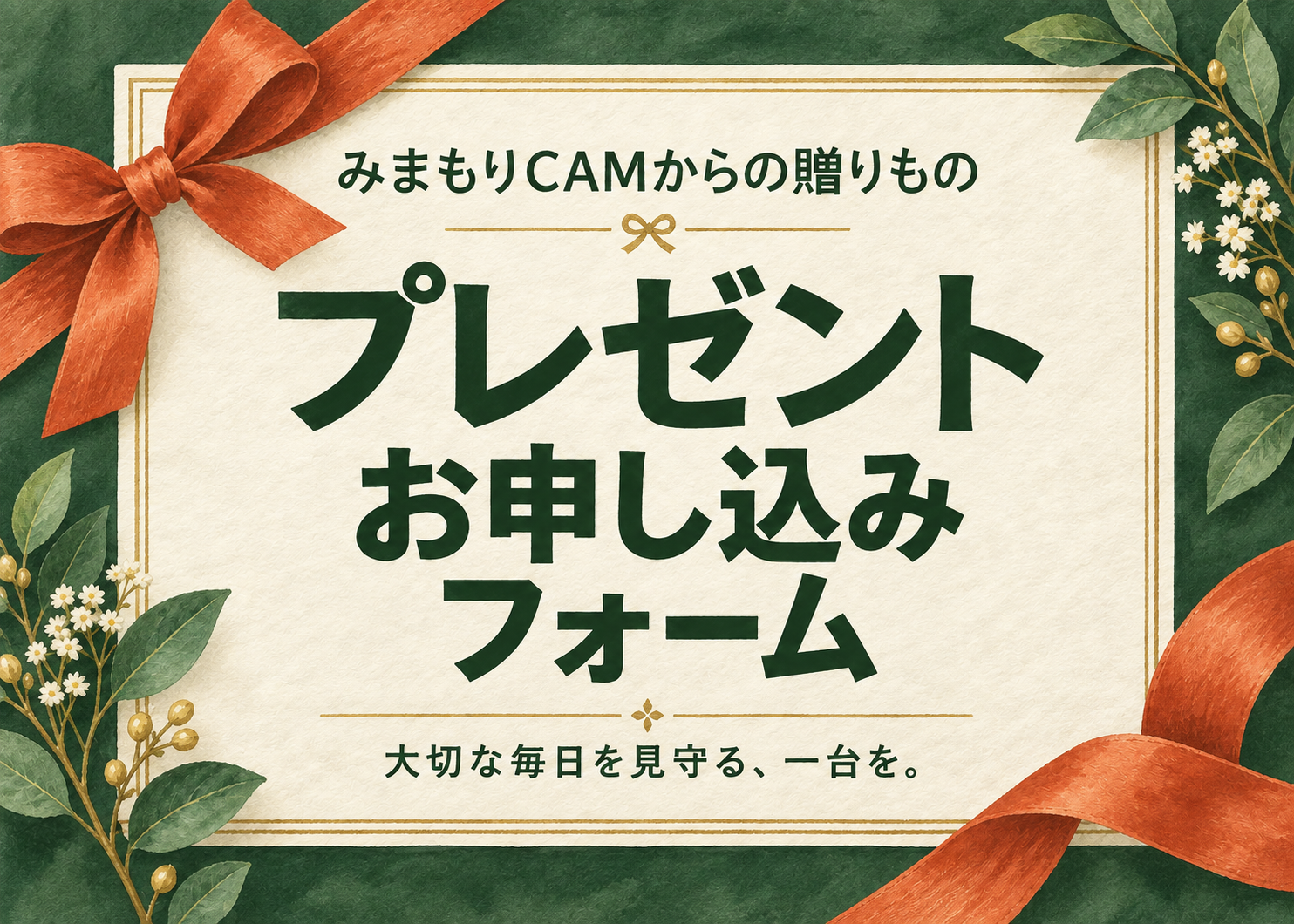 みまもりCAMからの贈りもの。プレゼント お申し込みフォーム。大切な毎日を見守る、一台を。